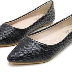 MAIERNISI JESSI black, pointed-toe, woven ballet flats, size 8, EUC